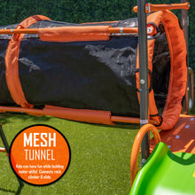 Load image into Gallery viewer, Jungle Warrior Anaconda Metal Swing Set with 45" Saucer Swing, 2 Sling Swings, Rock Climbing Wall and 5ft Slide